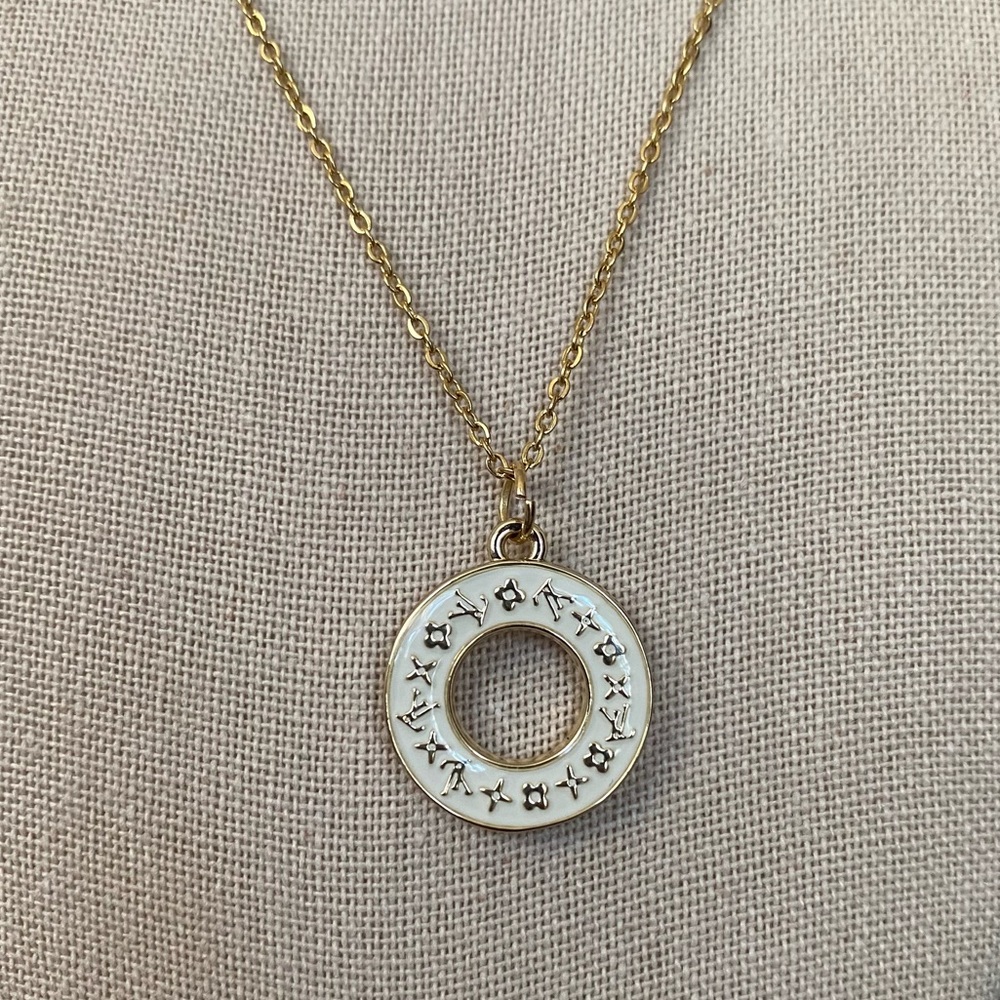 Authentic Louis Vuitton White/Gold Charm Necklace